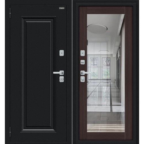 Металлическая Thermo Флэш МФ/BChrome Декор-2 Букле черное/Wenge Veralinga 205*86 левая