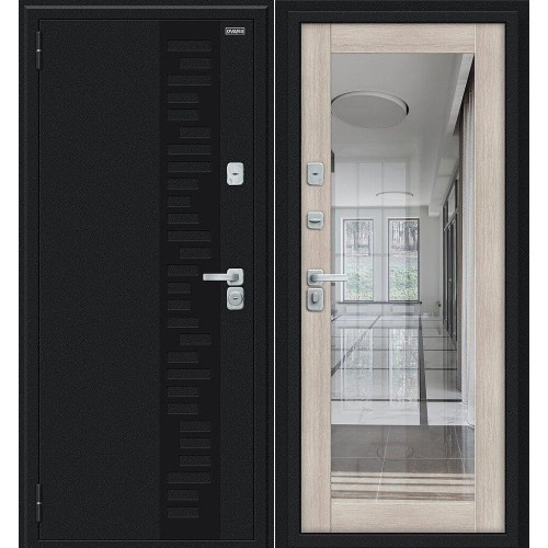 Металлическая Thermo Флэш Декор-2 Букле черное/Cappuccino Veralinga 205*86 правая